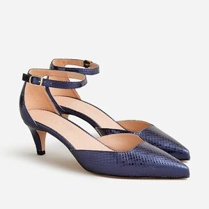 J. Crew Collection Pointed-toe Heels in Metallic Snake-embossed Leather